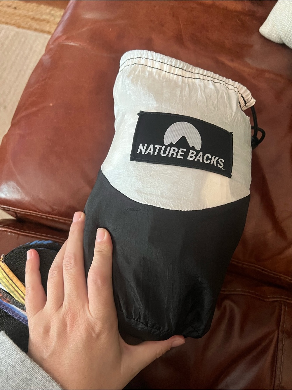 Nature Backs Lightweight Packable HAMMOCK- Black & White